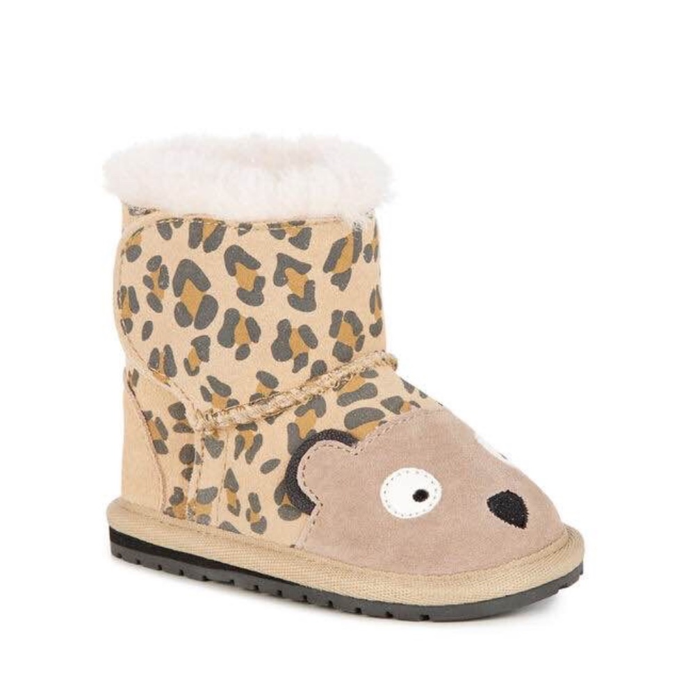 BRAND NEW girl toddler emu cheetah print boots size 12-18M - NO BOX